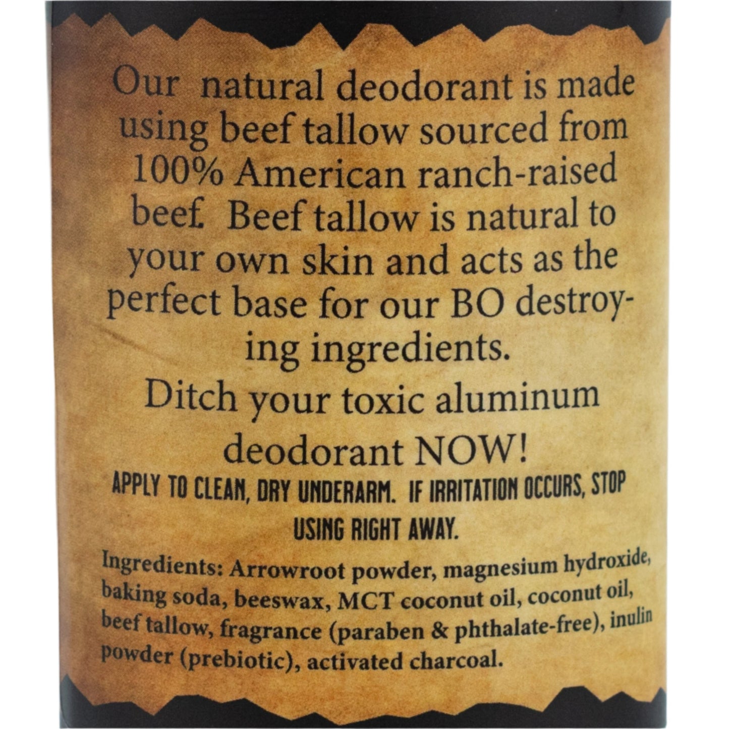 Aluminum-Free Cowgirl Beef Tallow Deodorant | 2.75 oz | Wild Ass Soap