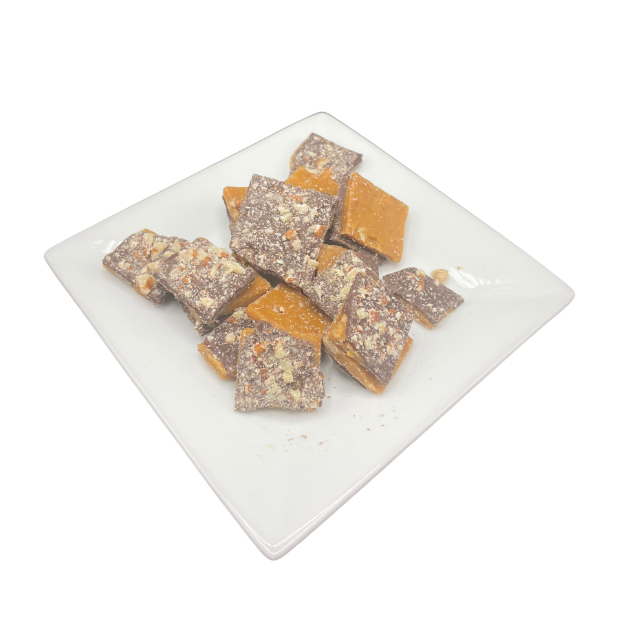 IN STORE PICKUP ONLY | Homemade Dark Chocolate Toffee | 8 oz | Multiple Nut Options | Barb's Buttery Toffee