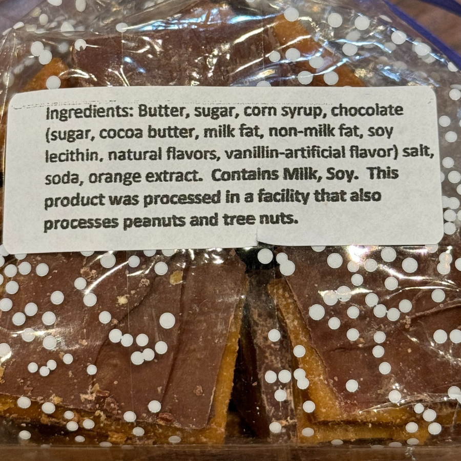 IN STORE PICKUP ONLY | Homemade Dark Chocolate Toffee | 8 oz | Multiple Nut Options | Barb's Buttery Toffee