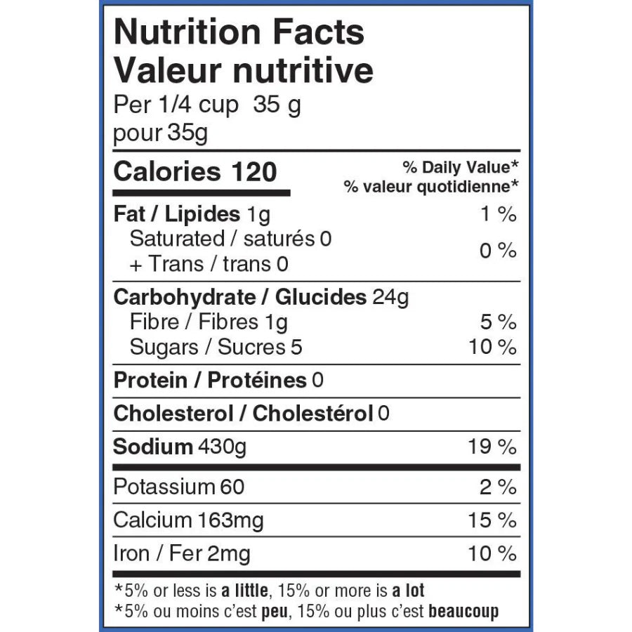 Magical Unicorn Pancake Mix Nutritional Panel