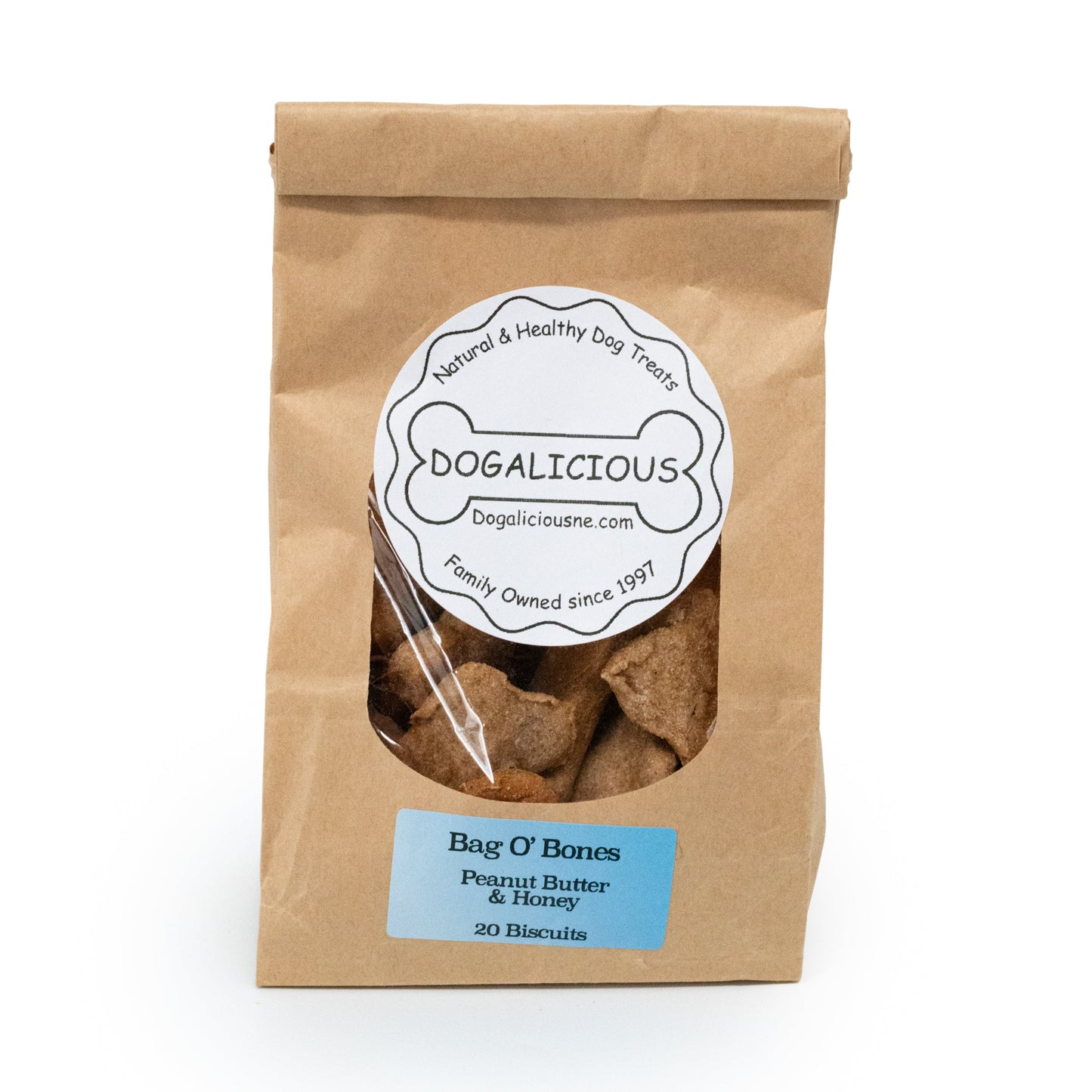 Bag O' Bones Peanut Butter & Honey Flavored Dog Biscuits