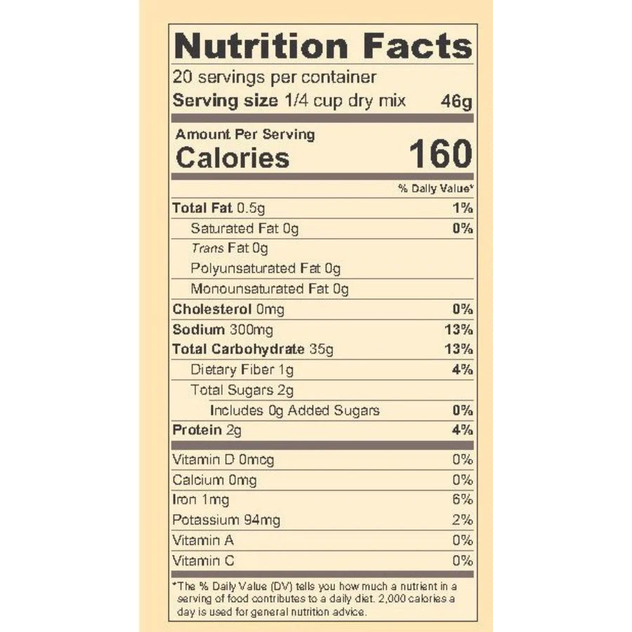 Gluten Free Mama's Pancake Mix Nutrition Facts