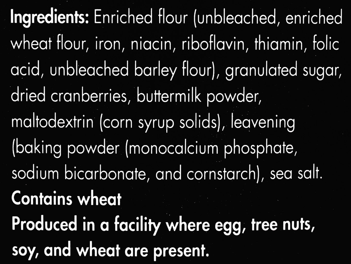 Cranberry Scone Mix Ingredients