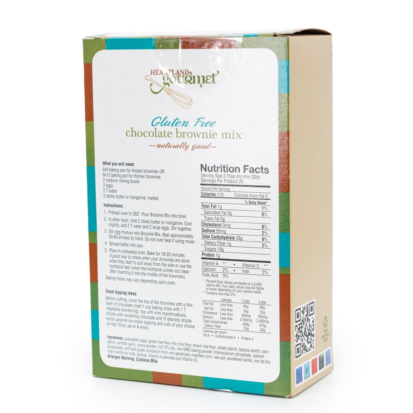 Heartland Gourmet Gluten Free Chocolate Brownie Mix Back