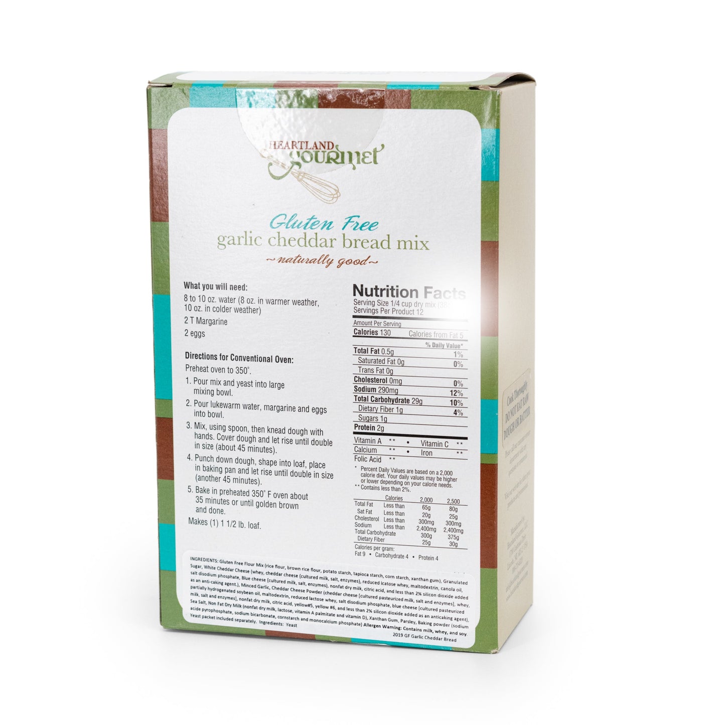 Heartland Gourmet Gluten Free Garlic Cheddar Bread Mix Back