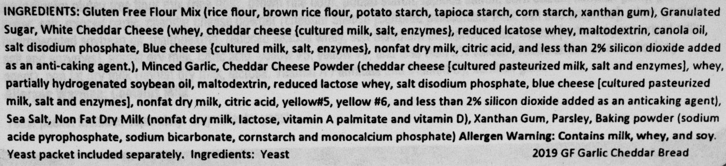 Heartland Gourmet Gluten Free Garlic Cheddar Bread Mix Ingredients