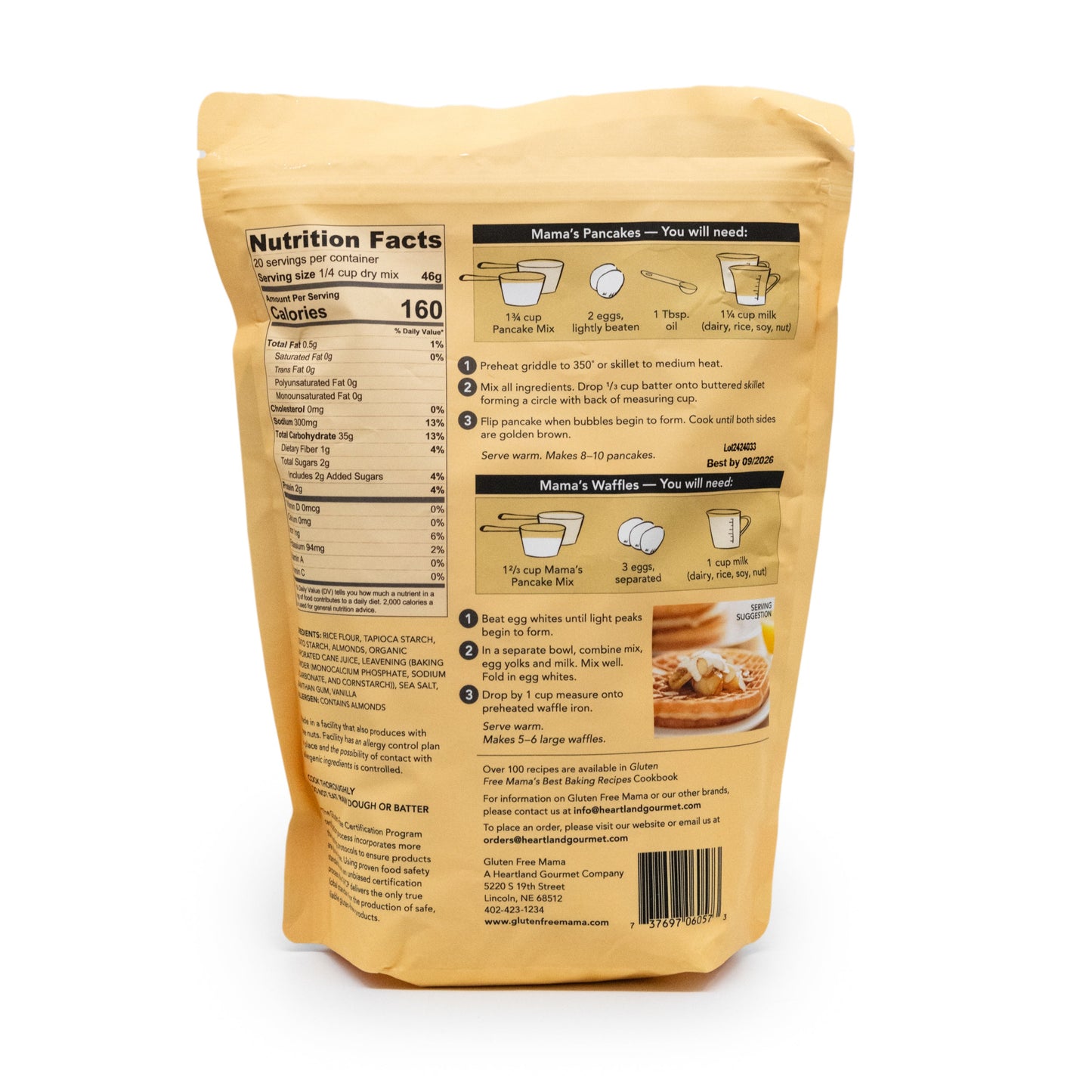 Gluten Free Mama's Pancake Mix Back