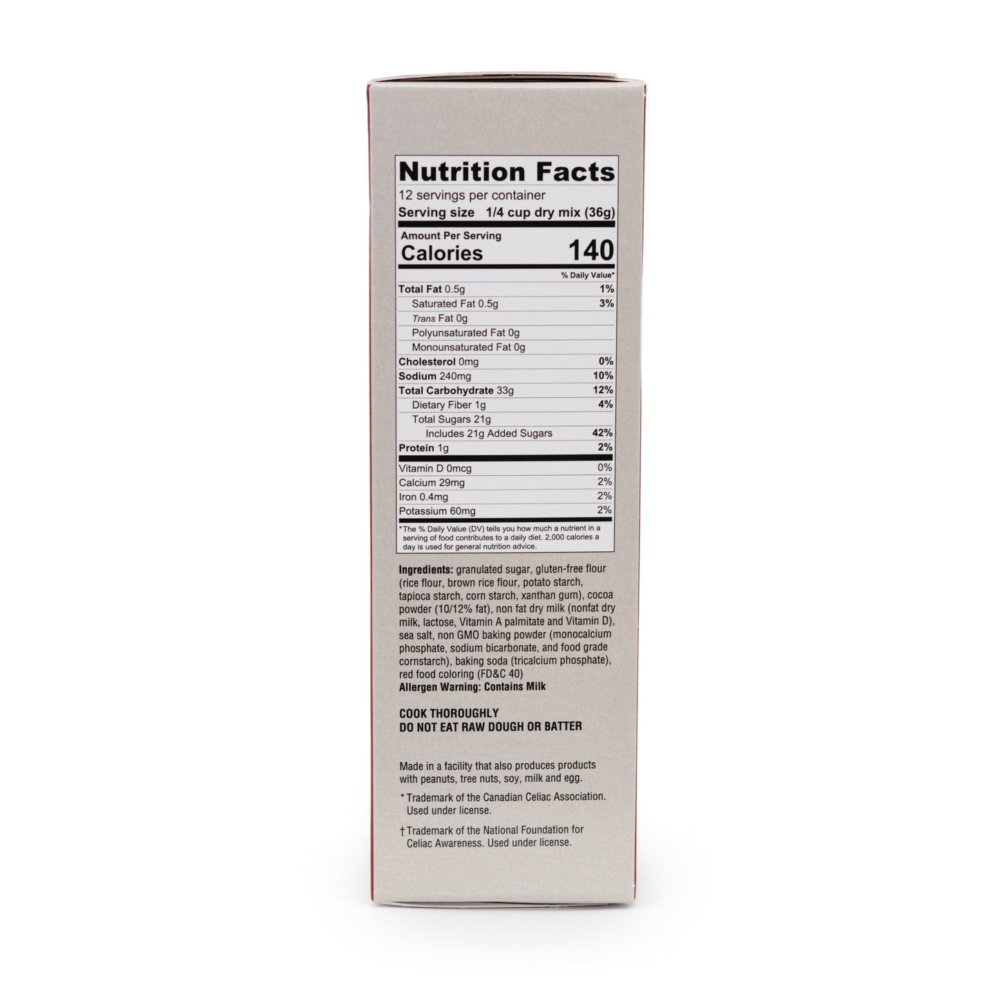 Heartland Gourmet Red Velvet Cupcake Mix Nutritional