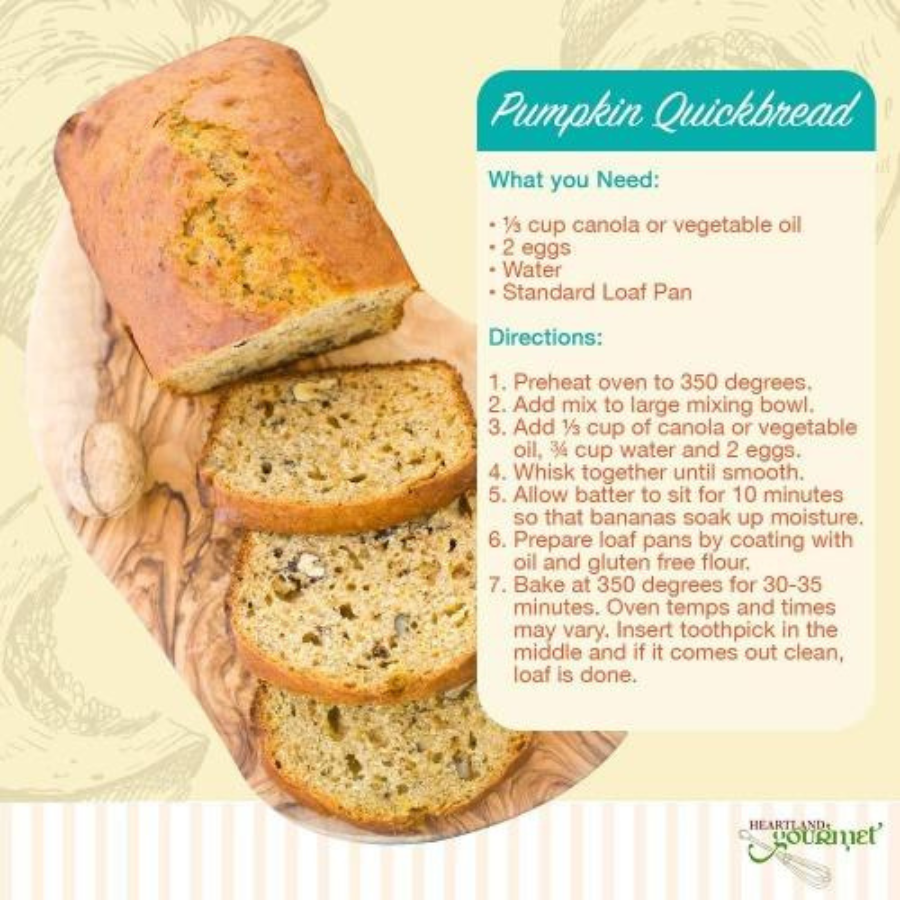 Gluten Free Pumpkin Bread Mix | 11 oz | Heartland Gourmet | 2028