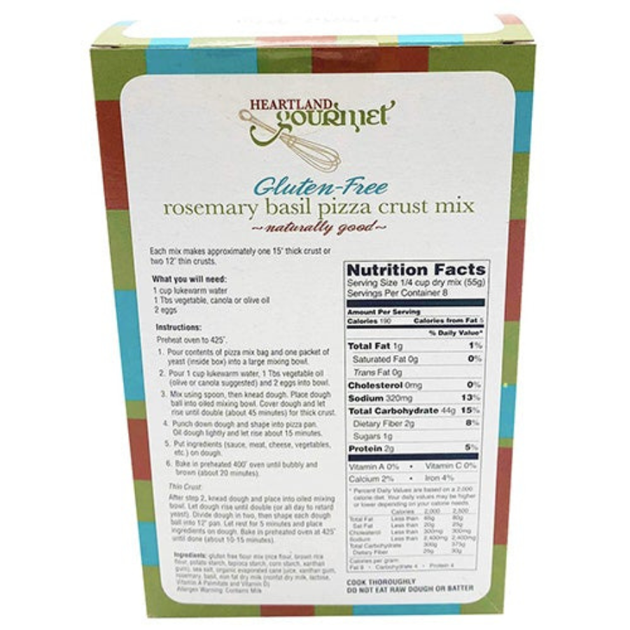Heartland Gourmet Gluten Free Rosemary Basil Pizza Crust Mix