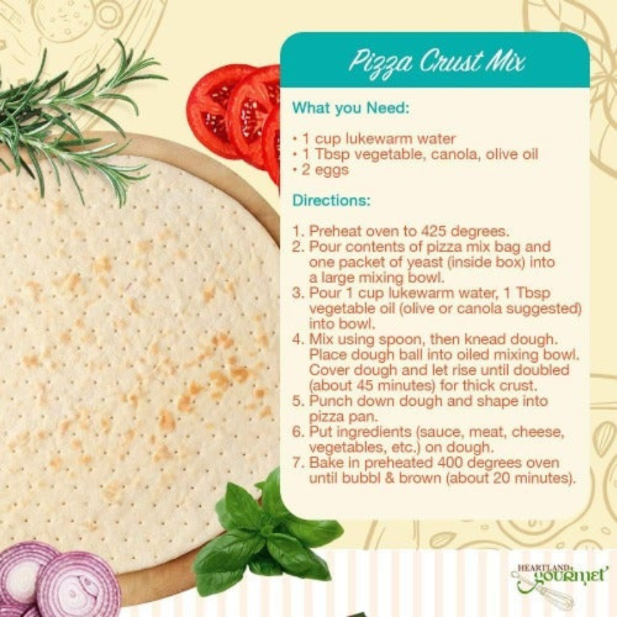 Heartland Gourmet Gluten Free Rosemary Basil Pizza Crust Mix Directions