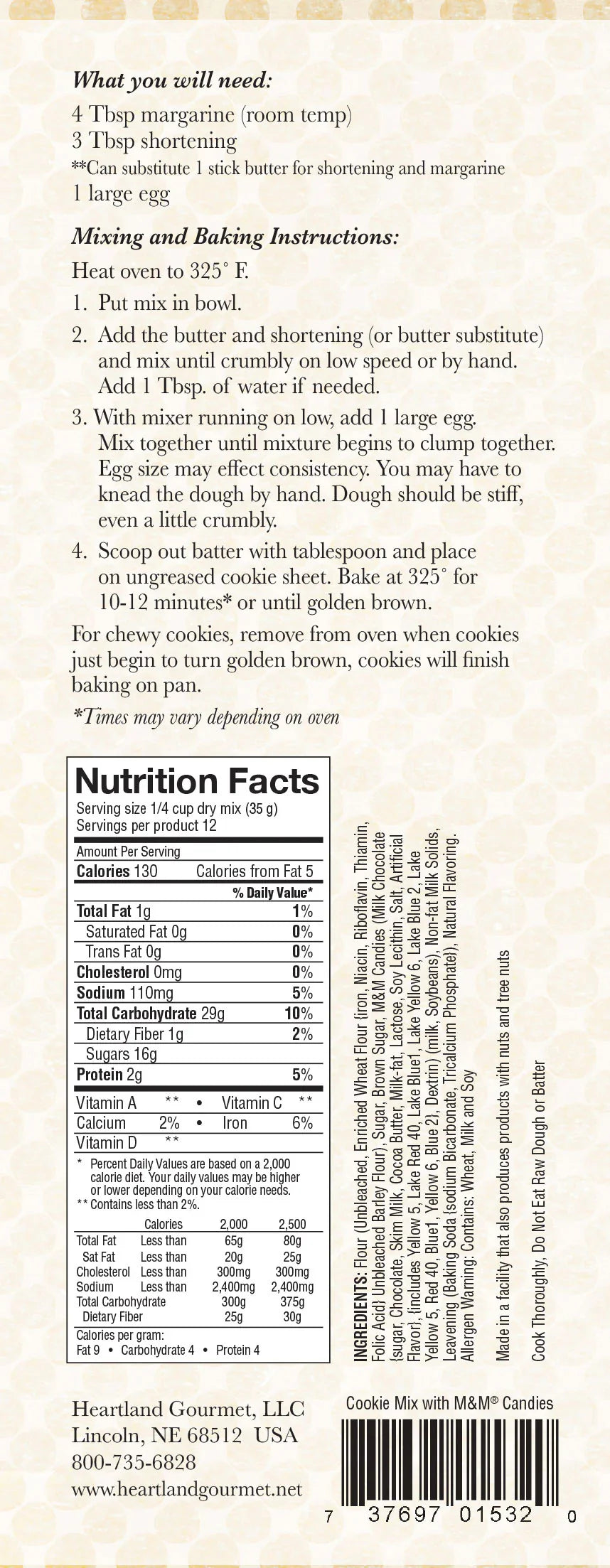 M & M Cookie Mix | 16 oz | Heartland Gourmet
