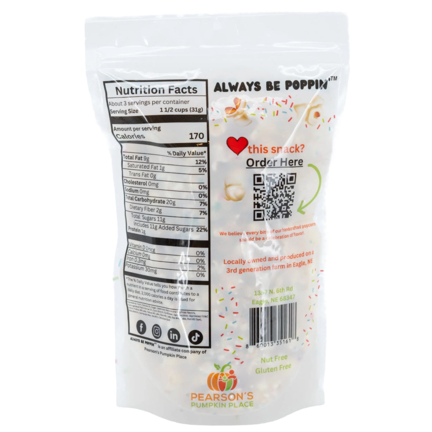 Pearson's Pumpkin Place Birthday Cake Popcorn
