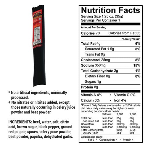 Red Pepper Beef Stick | 1.25 oz | Nebraska Star Beef