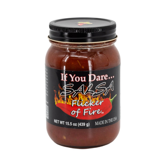 A jar of 'If You Dare Salsa' 
Flicker of Fire Flavor