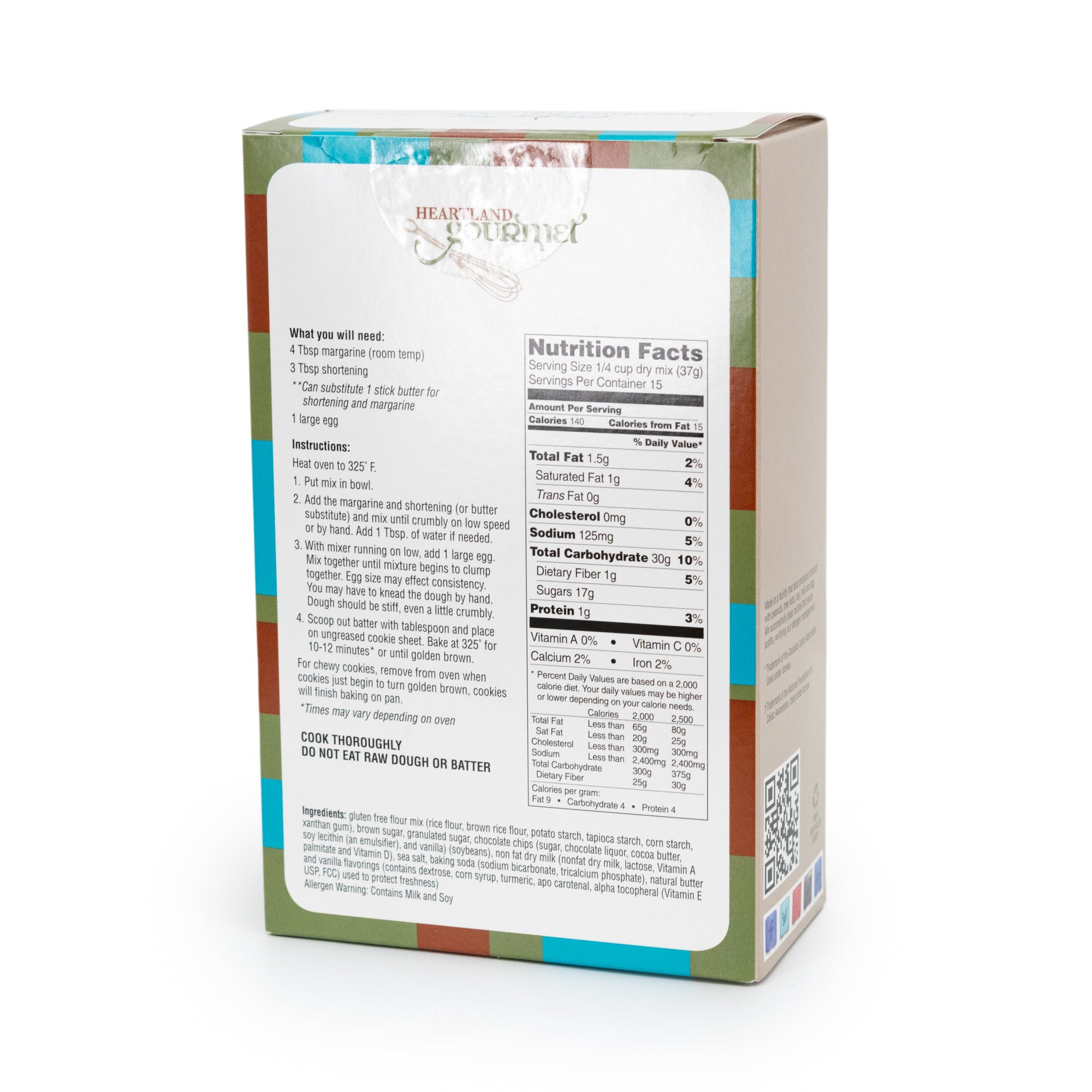 Heartland Gourmet Gluten Free Chocolate Chip Cookie Mix Back