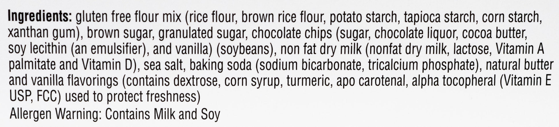 Heartland Gourmet Gluten Free Chocolate Chip Cookie Mix Ingredients