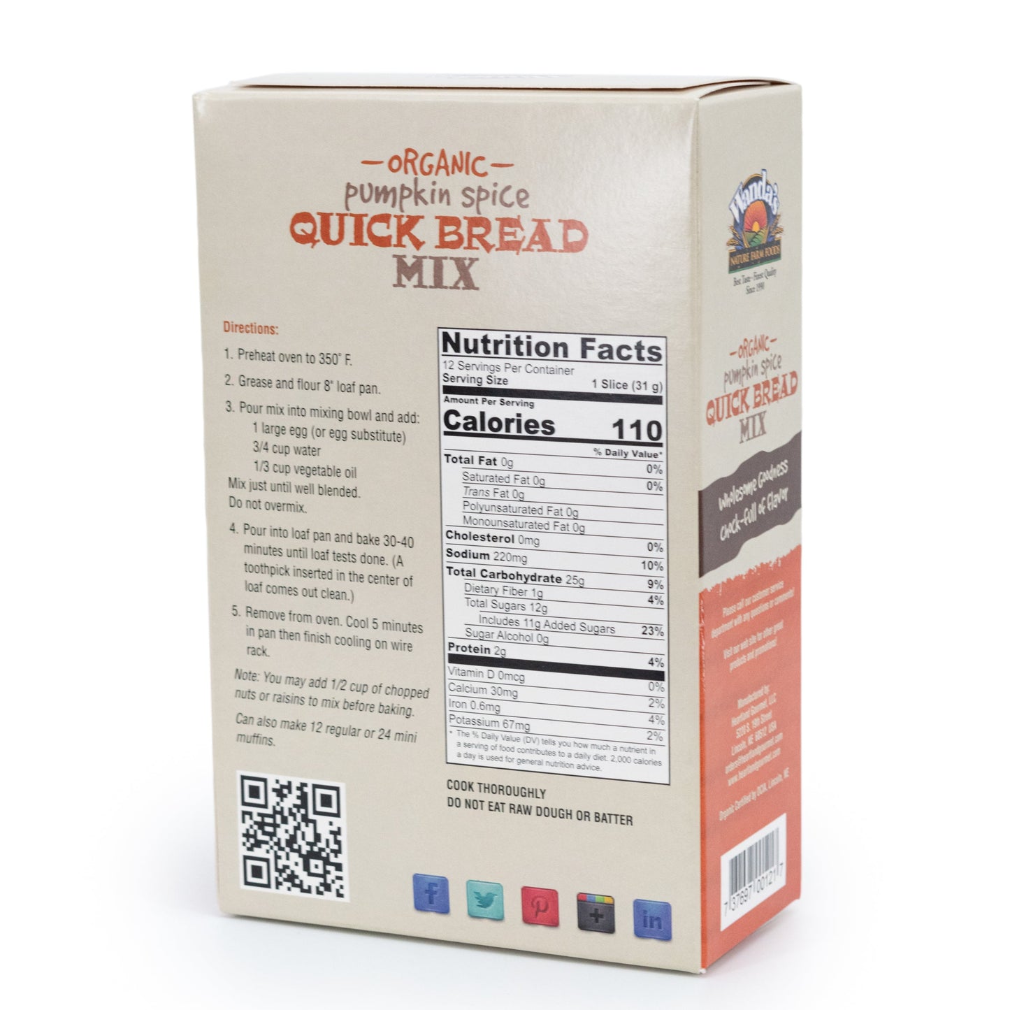 Wanda's Organic Pumpkin Spice Quick Bread Mix | 9.5 oz | Heartland Gourmet | 1402
