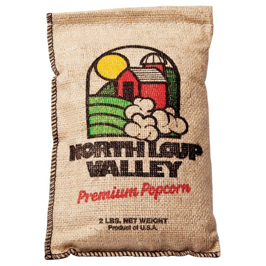 Yellow Un-Popped Popcorn Kernals in Burlap Bag | 2 lb | Non-GMO | Popcorn County USA | North Loup Valley
