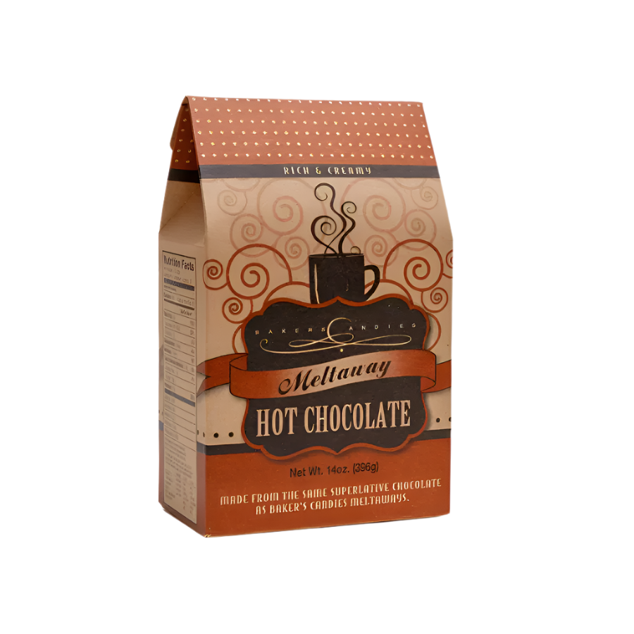 Baker's Candies 14oz Meltaway Hot Chocolate front view on white background.