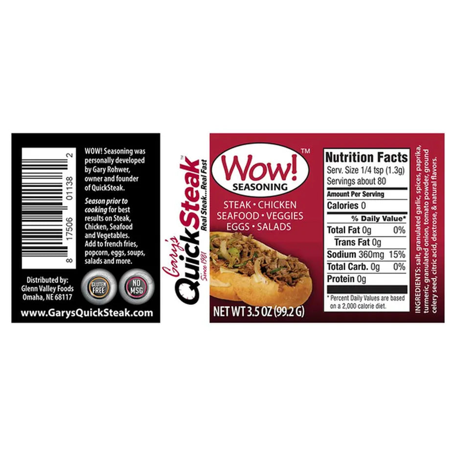 Wow! Seasoning | 3.5 oz| Gluten Free | Gary's QuickSteak