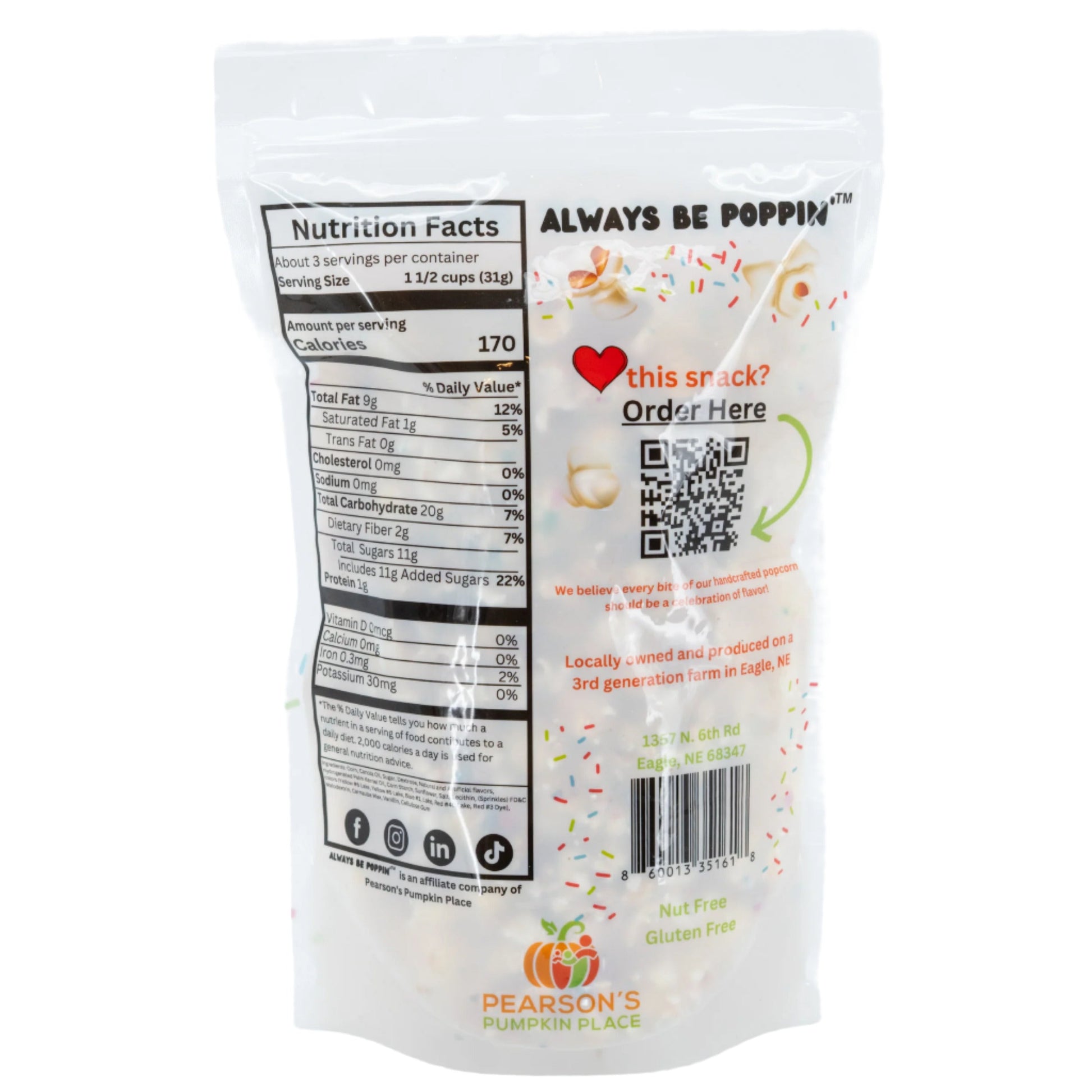 Pearson's Pumpkin Place Birthday Cake Popcorn